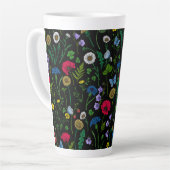 Tasse Latte Fleurs sauvages sur tôle noire (Angle gauche)