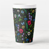 Tasse Latte Fleurs sauvages sur tôle noire (Devant)