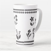 Tasse Latte fleurs-silhouettes-bordures-cadres géant (Angle droit)