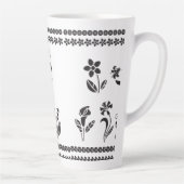 Tasse Latte fleurs-silhouettes-bordures-cadres géant (Droite)