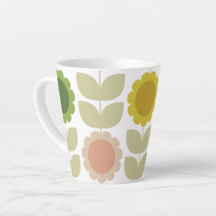 Tasse Latte Fleurs Tiges Rétro Groovy Été
