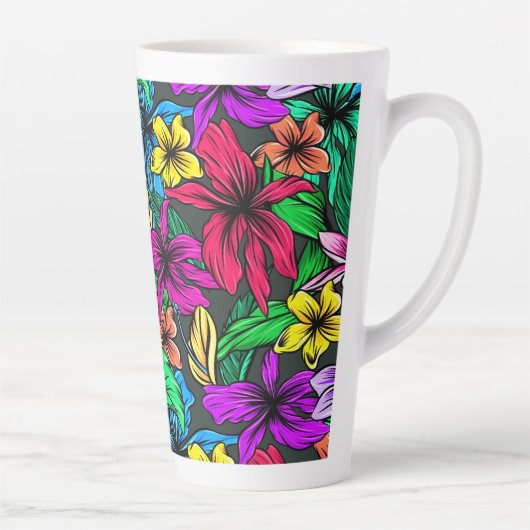 Tasse Latte Fleurs tropicales (Droite)