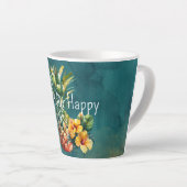 Tasse Latte Fleurs tropicales de l'Hibiscus de l'ananas turquo (Angle droit)