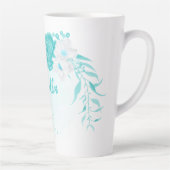 Tasse Latte fleurs turquoise romantiques (Droite)