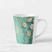 Tasse Latte Fleurs Turquoises rousses romantiques roses (Droite)