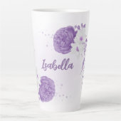 Tasse Latte Fleurs violettes et blanches romantiques  (Devant)