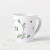 Tasse Latte fleurs violettes verdure papillons (Angle droit)