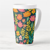 Tasse Latte Fleurs vives et colorées (Angle droit)