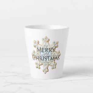 Tasse Latte Flocon de neige de Noël à la crème bleue