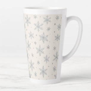 Tasse Latte Flocon de neige élégant argenté Vacances d'hiver