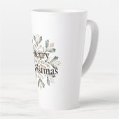 Tasse Latte Flocon de neige vert de Noël blanc rustique (Angle droit)