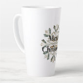 Tasse Latte Flocon de neige vert de Noël blanc rustique (Angle gauche)