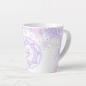 Tasse Latte flocon de neige violet clair et coeur étincelant (Angle droit)