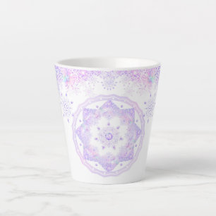 Tasse Latte flocon de neige violet clair et coeur étincelant