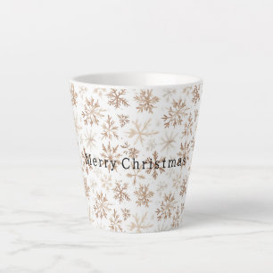Tasse Latte Flocons de neige blancs crème de Noël