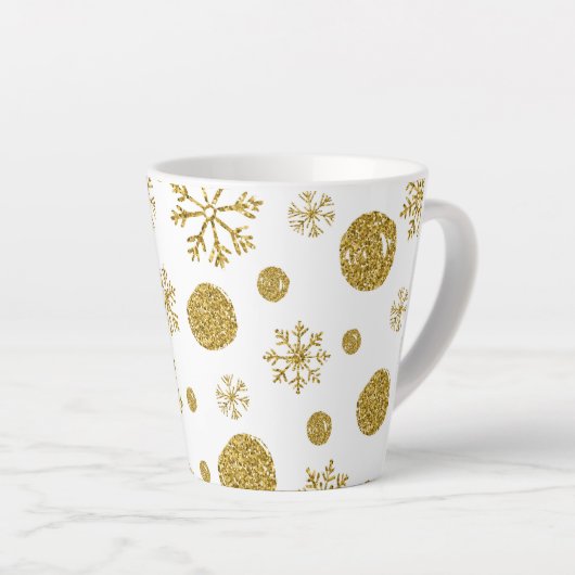 Tasse Latte Flocons de Neige Dorés 1 (Angle droit)