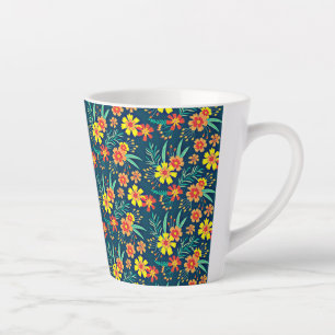 Tasse Latte Floral Arrière - plan Belle conception-46566