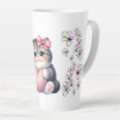 Tasse Latte Floral Avec Chat (Angle droit)