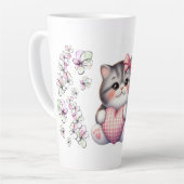 Tasse Latte Floral Avec Chat (Angle gauche)