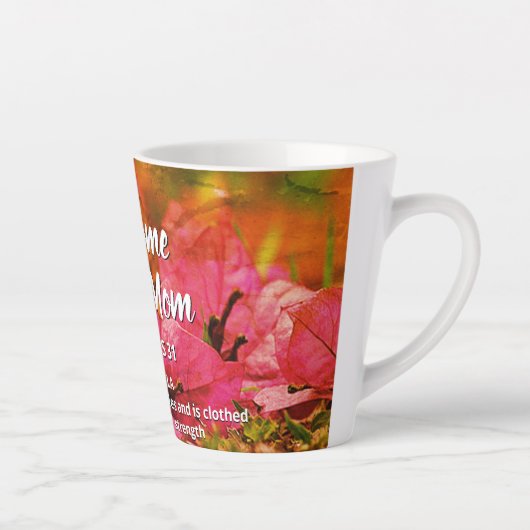Tasse Latte Floral AWESOME BONUS MAMAN Proverbs 31 (Droite)