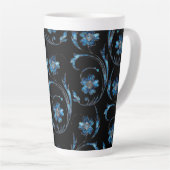 Tasse Latte Floral bleu Shimmer 2 (Angle droit)