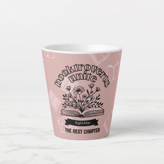 Tasse Latte Floral "Booktroverts Unite" (Devant)