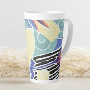 Tasse Latte Floral coloré Abstrait Art Motif par E.A. Séguy