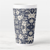 Tasse Latte Floral en bleu (Devant)