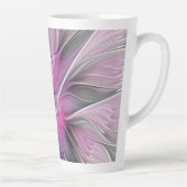 Tasse Latte Floral Fractal moderne Fleur Abstraite rose gris (Droite)