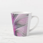 Tasse Latte Floral Fractal moderne Fleur Abstraite rose gris (Droite)