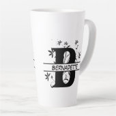 Tasse Latte Floral Fractionné Alphabet Customisé Lettre B (Angle droit)