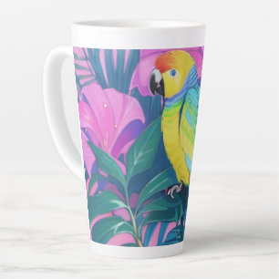 Tasse Latte Floral/hawaïen/tropical/perroquet