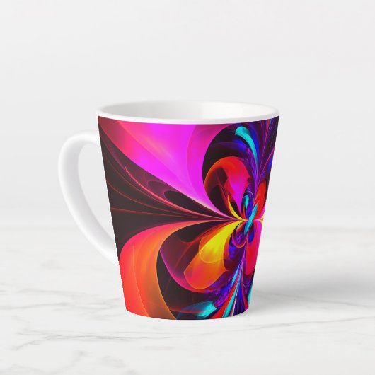 Tasse Latte Floral moderne Art Abstrait Rouge Bleu Motif #07 (Angle gauche)