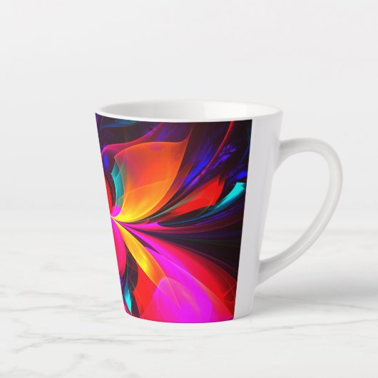 Tasse Latte Floral moderne Art Abstrait Rouge Bleu Motif #07 (Droite)