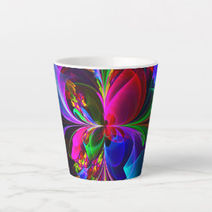 Tasse Latte Floral moderne Art Abstrait Rouge Bleu Motif #12