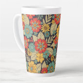 Tasse Latte Floral Moderne, Lumineux Et Coloré (Angle gauche)