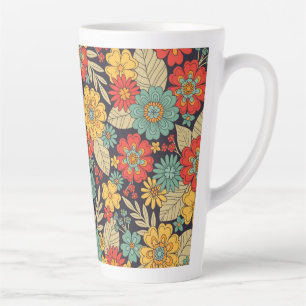Tasse Latte Floral Moderne, Lumineux Et Coloré