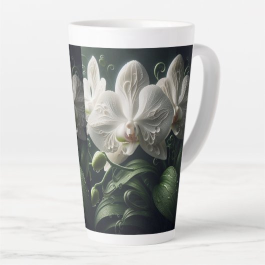 Tasse Latte Floral Orchidée blanche (Angle droit)