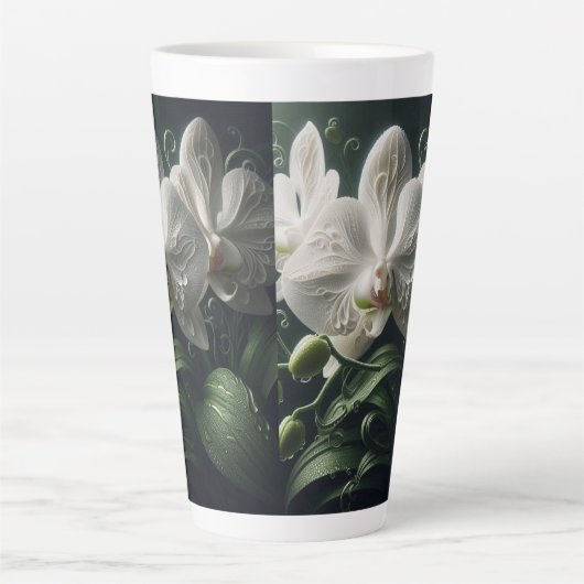 Tasse Latte Floral Orchidée blanche (Devant)
