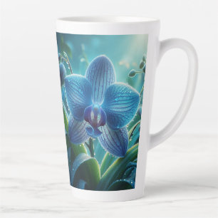 Tasse Latte Floral orchidée bleue