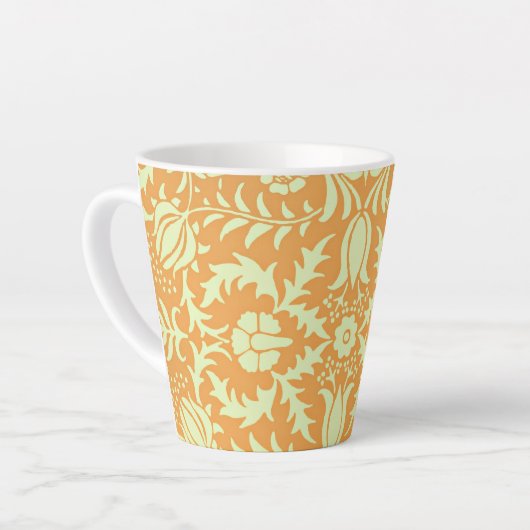 Tasse Latte Floral Pattern, gold and pastel yellow design, (Angle gauche)