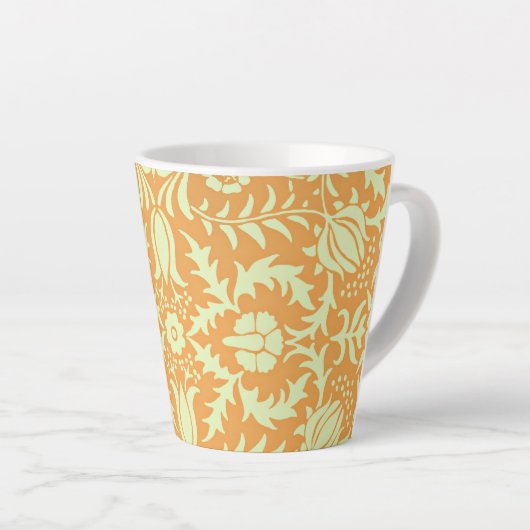Tasse Latte Floral Pattern, gold and pastel yellow design, (Angle droit)