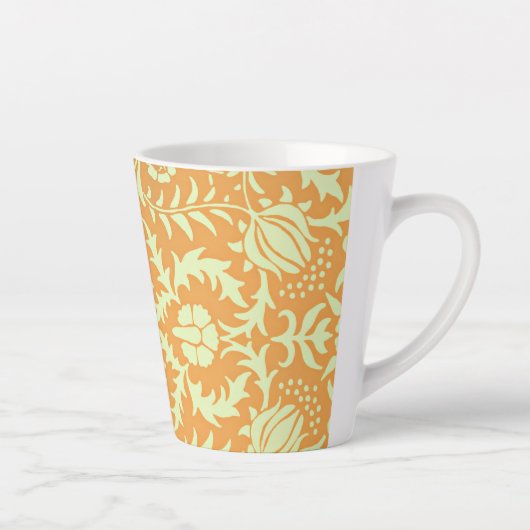 Tasse Latte Floral Pattern, gold and pastel yellow design, (Droite)