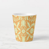Tasse Latte Floral Pattern, gold and pastel yellow design, (Devant)