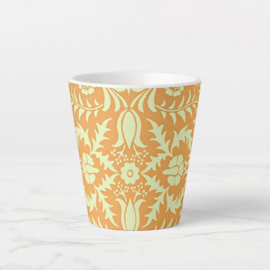 Tasse Latte Floral Pattern, gold and pastel yellow design, (Devant)