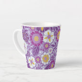Tasse Latte Floral pourpre, jaune et magenta (Angle gauche)