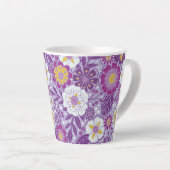 Tasse Latte Floral pourpre, jaune et magenta (Angle droit)