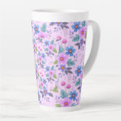 Tasse Latte Floral Rose Violet Fleurs Motif-36841 (Angle droit)