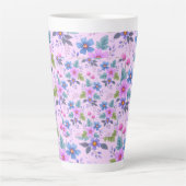 Tasse Latte Floral Rose Violet Fleurs Motif-36841 (Devant)