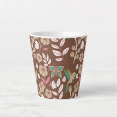 Tasse Latte Floral seamless pattern flowers, leaves, butterfly (Devant)